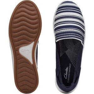 Clarks Women's Striped Navy and White Loafers